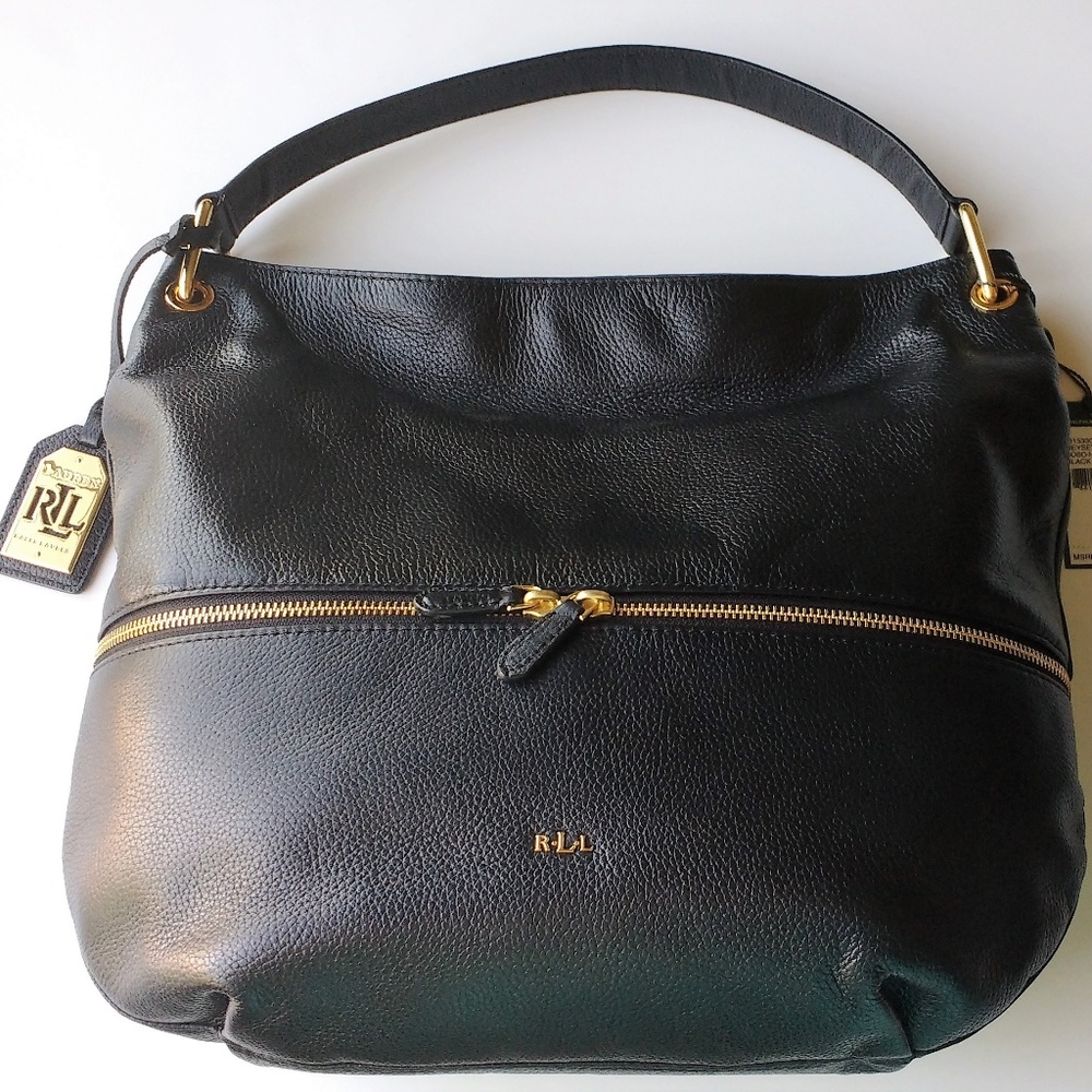 Ralph Lauren Meysey Black Leather Hobo NWT